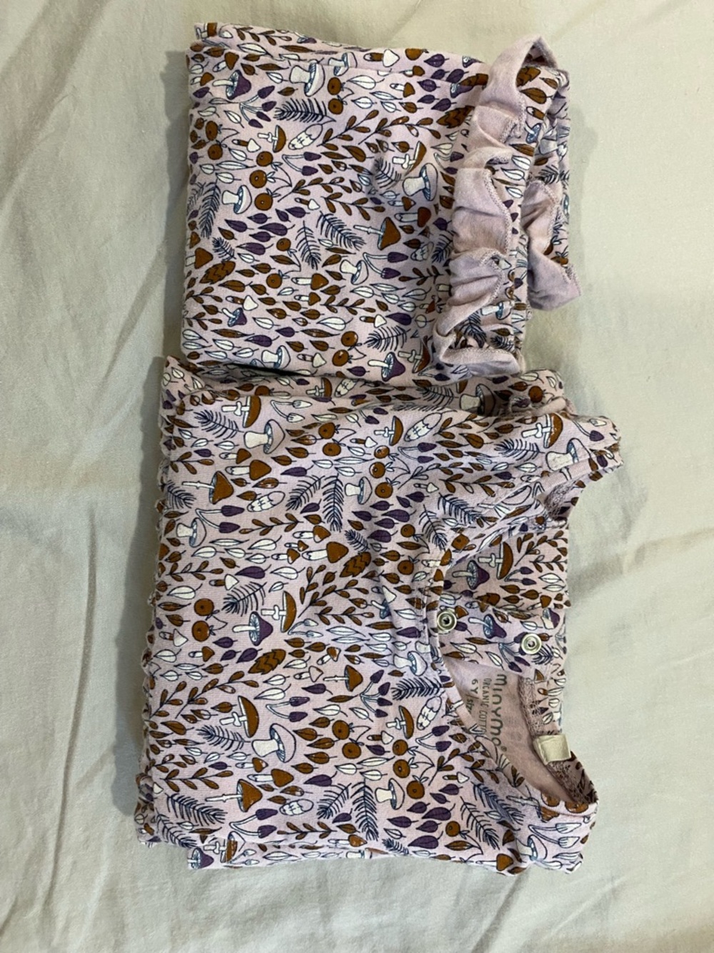 Minymo Organic Cotton Girls' Mushroom Print Set- Lavender